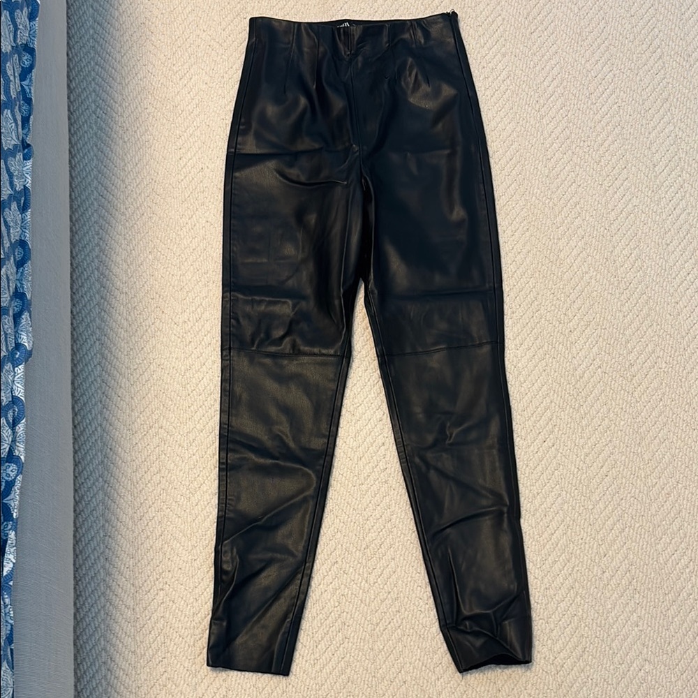 Zara Black Leather Look Trousers